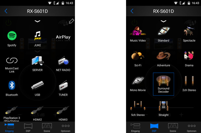Mit der Controller-App lässt sich der RX-S601 auch bequem vom Smartphone aus steuern.