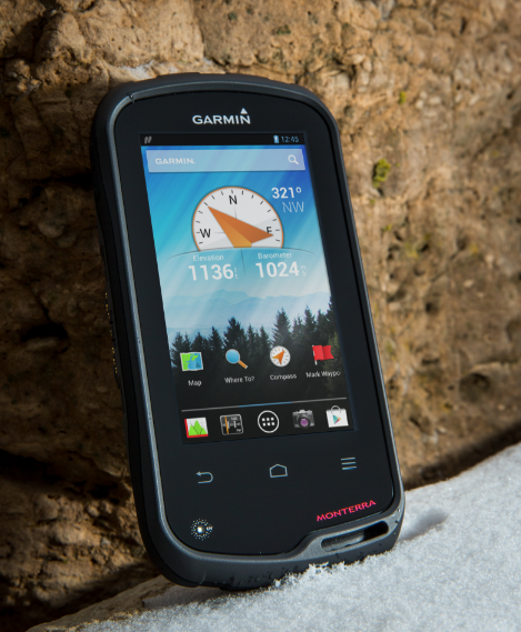 Mit dem Monterra stellt Garmin das erste Outdoor-GPS (allerdings kein Mobiltelefon, auch wenn es so ausschaut) vor, das mit dem von Smartphones und Tablets bekannten und offenen Google- Betriebssystem Android läuft.