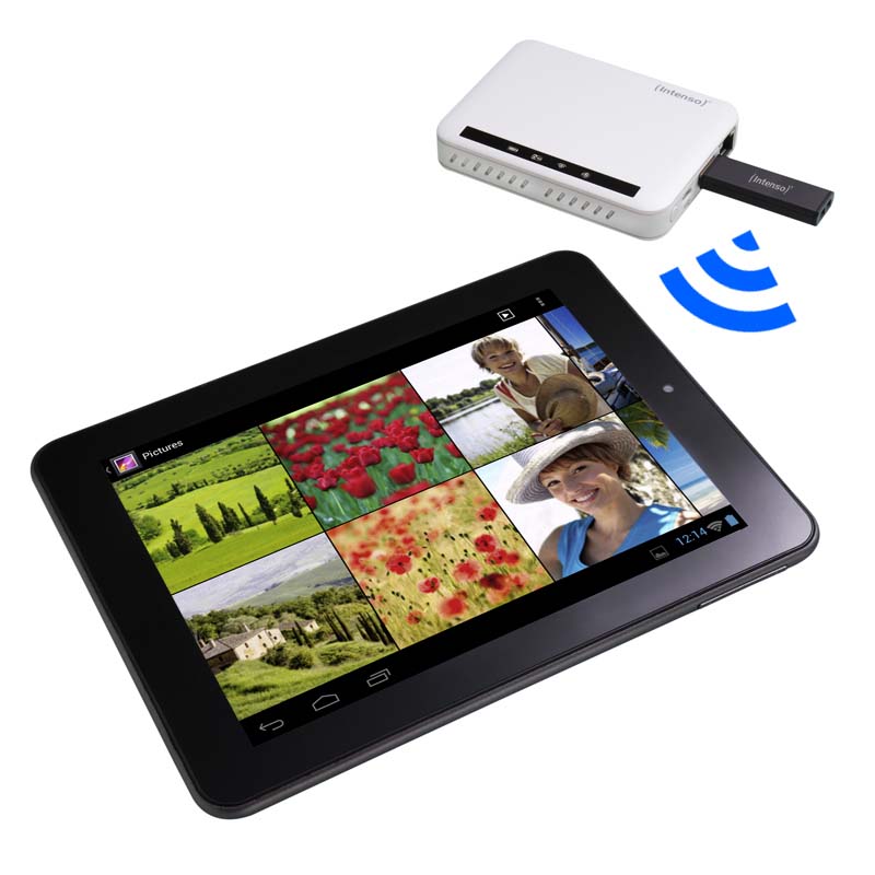 Auch ohne PC-Anschluss lassen sich Bilder oder Songs mit Intensos Memory 2 Move MAX auf das Tablet übertragen.