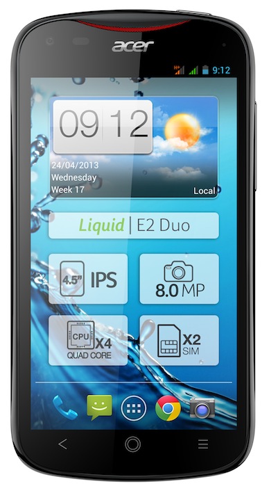 IFA Smartphone-Highlight: Acer Liquid E2: Multimedia-Smartphone mit Quad Core-CPU und zwei Lautsprechern.