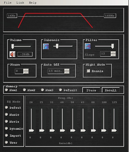 Ist der AS-10 mit dem PC verbunden, lassen sich alle Einstellungen bequem am Bildschirm anzeigen und verändern. So lässt sich der Sub akribisch genau auf Raum, Mitspieler und Hörgeschmack anpassen.