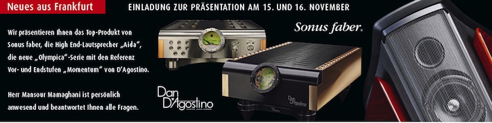 Große Sonus-faber-Präsentation am 15. und 16. November 2013.  Bitte Plätze sichern unter 069-287928