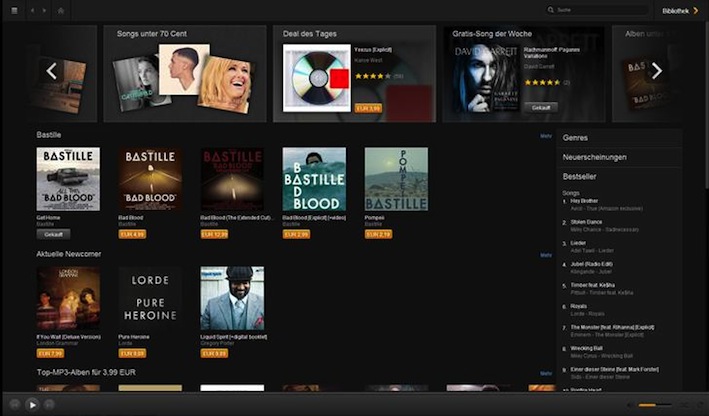 Einfach und schnell die gesamte Musikbibliothek auf dem Computer verwalten – online und offline - mit Amazone Cloud-Player.