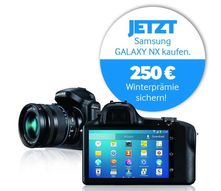 Foto-Enthusiasten erhalten nach dem Kauf einer GALAXY NX Systemkamera 250 Euro von Samsung zurück.
