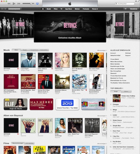 BEYONCÉ schlägt bisherige iTunes Store-Rekorde mit 828.773 verkauften Alben in gerade einmal drei Tagen.