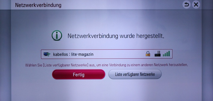 Ist das eigene Netzwerk aus der Liste der verfügbaren WLAN-Netze ausgewählt, führt der 60LA8696 seinen Besitzer in eine völlig neue Welt der Fernsehunterhaltung.