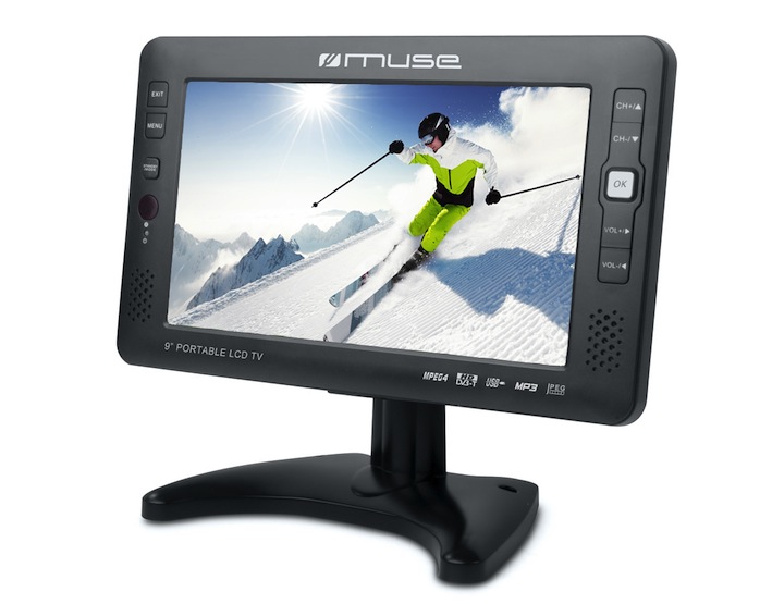 Muse bringt zwei portable Mini-Fernseher mit HD DVB-T Empfang, integriertem Akku und USB zum Abspielen von Videos (im Bild M235TV).