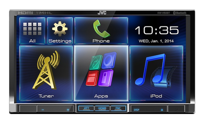 Optimale Einbindung von Smartphones, konfigurierbares WVGA-Touch-Panel, Bluetooth, iPod/iPhone-Kompatibelität, DVD/CD/USB.