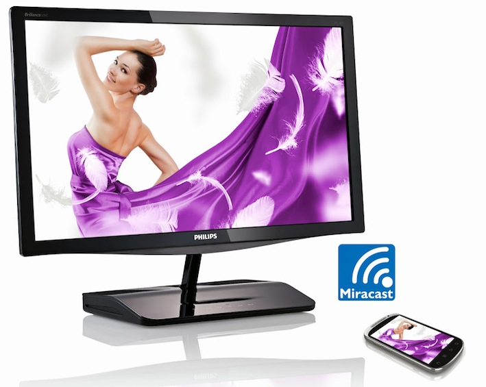Der Philips Monitor 239C4QHWAB bringt dank Miracast Full-HD-Inhalte von Mobilgeräten auf einen 58,4 cm (23“) großen Bildschirm – kabellos.