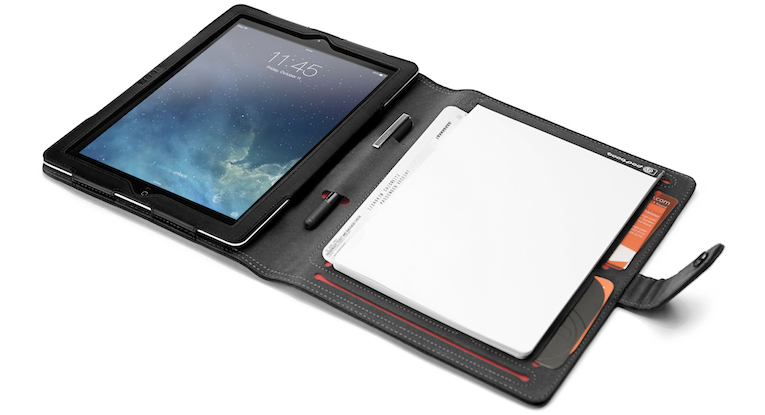 Elegante Lederhülle mit integriertem Notizblock- booq stellt das Booqpad für das iPad Air vor.