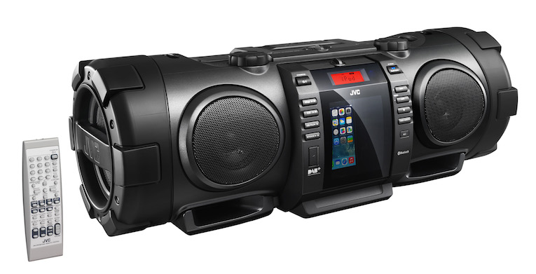 Neu: Boomblaster von JVC mit DAB+ Tuner und Lightning-Dock. Kompatibel mit iPod/iPhone, Gitarrenverstärker, Bluetooth und USB.