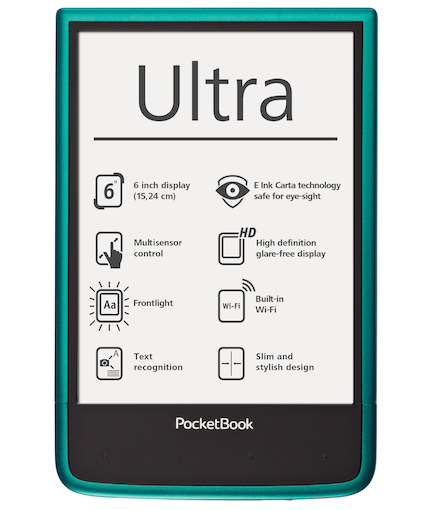 In originellem Design bietet der PocketBook Ultra neben Fotokamera, LED-Frontlicht und Cover-Sleep-Funktion viele weitere Extras für noch mehr Komfort und Vergnügen beim Lesen.