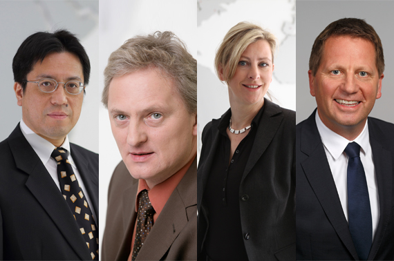 Neue Aufgaben bei Canon für Satoshi Otani, Joachim Rozek, Helga Schiermeier und Stefan Schubert (v.l.n.r.).