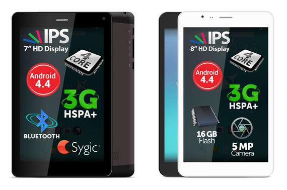 Alle drei Tablets verwenden das Betriebssystem Android 4.4 Jelly Bean und bieten Features wie 3G-Konnektivität und Anruf-Funktion.