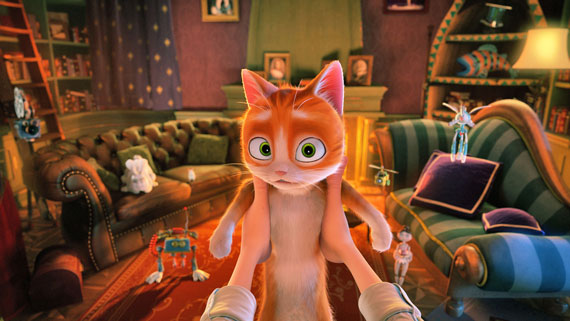 Kater Thunder ist auf der Suche nach einem neuen Zuhause und landet dabei im magischen Haus von Zauberer Lawrence. (© Studiocanal)