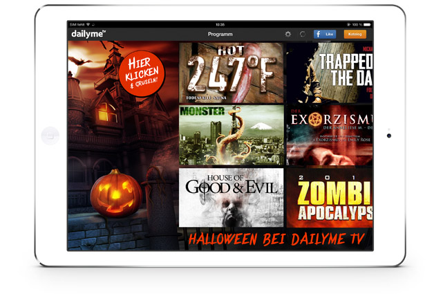 Pünktlich zu Halloween bringt die mobile TV-App dailyme TV ein Programmspecial zum Gruseln auch für unterwegs.