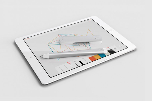 Das digitale Zeichentandem „Ink & Slide“ besteht aus Eingabestift und Lineal für iPad und die Adobe Creative Cloud.