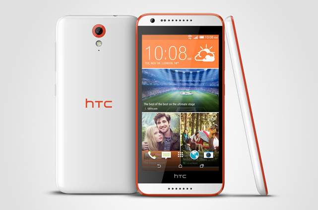 Das HTC Desire 620 interpretiert die ikonische Designsprache der HTC Desire-Produktpalette mit zweifarbigen Akzenten markant-spielerisch.