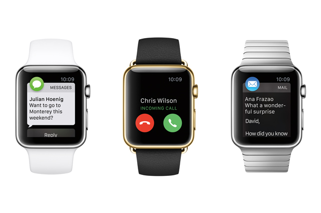 Apple Watch ermöglicht es Nachrichten zu senden, E-Mails zu lesen und Anrufe auf dem iPhone direkt vom Handgelenk aus entgegenzunehmen. 