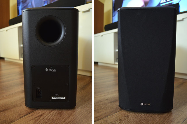 Der Subwoofer arbeitet nach dem Bassreflex-Prinzip und ist im schlichten Design gehalten.