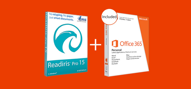 I.R.I.S. präsentiert zum Semesterstart gemeinsam mit Microsoft ein spezielles Pack aus Readiris Pro 15 und Microsoft Office 365 Personal.