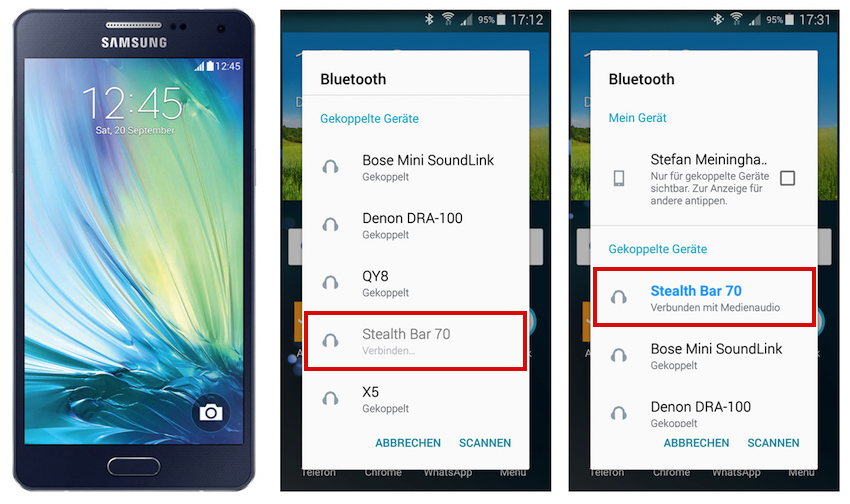 Das Herstellen der äußerst stabilen Bluetooth-Verbindung braucht nur wenige Sekunden. Einfach