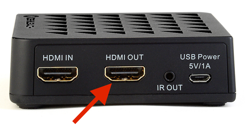 Sämtliche Anschlüsse befinden sich auf den Rückseiten der Sender und Empfänger. Über den HDMI-Out (Pfeil) lässt sich ausserdem ein zweites Empfangsgerät via HDMI-Kabel mit Signalen versorgen - beispielsweise ein LED-Fernseher. Foto: Michael B. Rehders