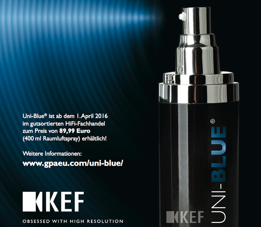 Uni-Blue® ist ab dem 1. April 2016 im gutsortierten HiFi-Fachhandel zum Preis von 89,99 Euro (400 ml Raumluftspray) erhältlich!