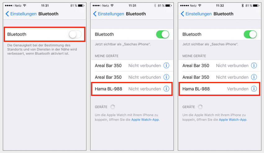 Schneller geht es einfach nicht. Nachdem der BL-988 eingeschaltet und die Bluetooth-Taste gedrückt ist, gibt sich der kompakte Lautsprecher auch schon als 