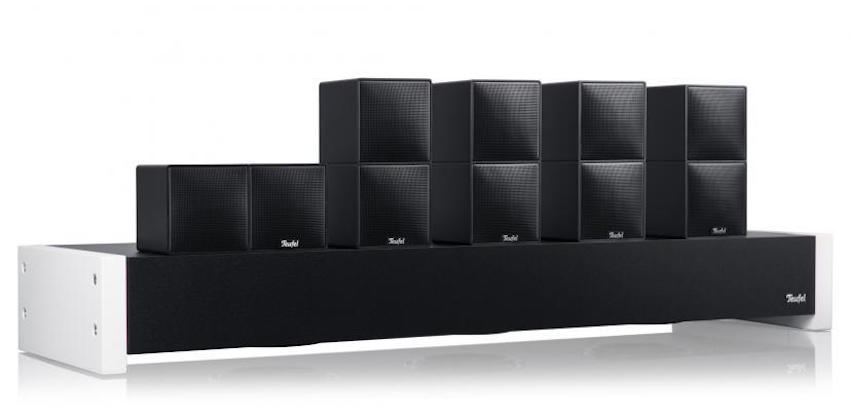 Mit der für Subwoofer ungewöhnlichen flachen Bauweise zeigt sich der T4000 besonders flexibel. Er wird wahlweise an der Wand montiert, unter den Fernseher gestellt oder unter dem Sofa versteckt.