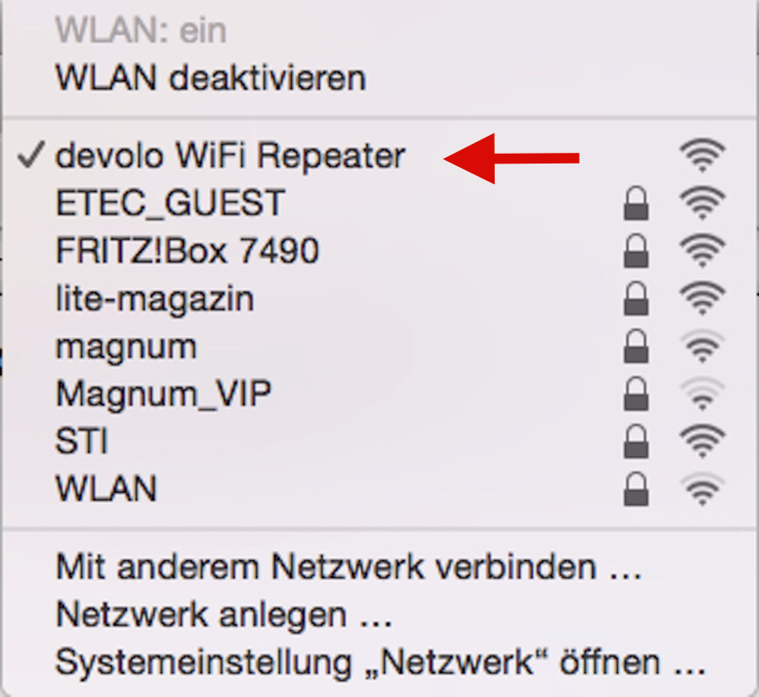 Schritt 2: wählen Sie das Netzwerk 