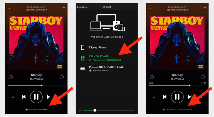 Drei schnell durchzuführende Schritte genügen um das INET3+ V2 mit dem eigenen Spotify-Premium-Account zu verbinden.