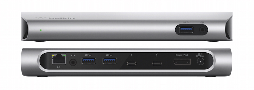 Zwei 4K-Video- oder ein 5K-Ausgang und 85 Watt Ausgangsleistung zum Laden von Notebooks über ein 0,5 m langes Thunderbolt 3 (USB-C) 40 GBit/s-Kabel