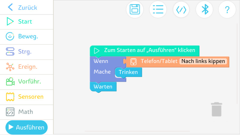 Dank des Baustein-Prinzips ist auch das Programmieren der Jimu-Roboter kinderleicht.