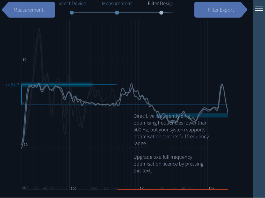 Hier eine Raum-Einmessung eines Multiroom-Verstärkers mit der Software Dirac Live. Statt des mitgelieferten Mikrofons des Verstärker-Herstellers kann man das MikOne verwenden.