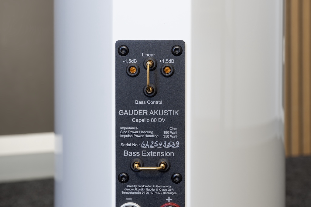 Per „Bass Control“ kann man den gesamten Bass-Bereich verändern: Durch Umstecken der Brücke wird der Pegel um 1,5 Dezibel angehoben oder abgesenkt. Hier ist die Brücke so gesteckt, dass der Bass linear bleibt.